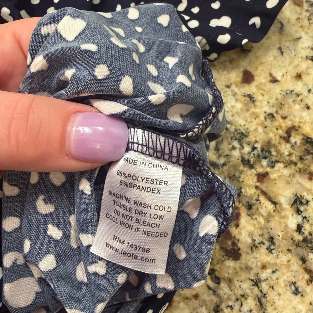 Leota Navy V-Neck Dot Print Short Sleeve Top - Picture 4 of 6